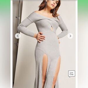 💗 *NEW* L'ATISTE by Amy - Gray Long Sleeve Off-Shoulder Ribbed Dress